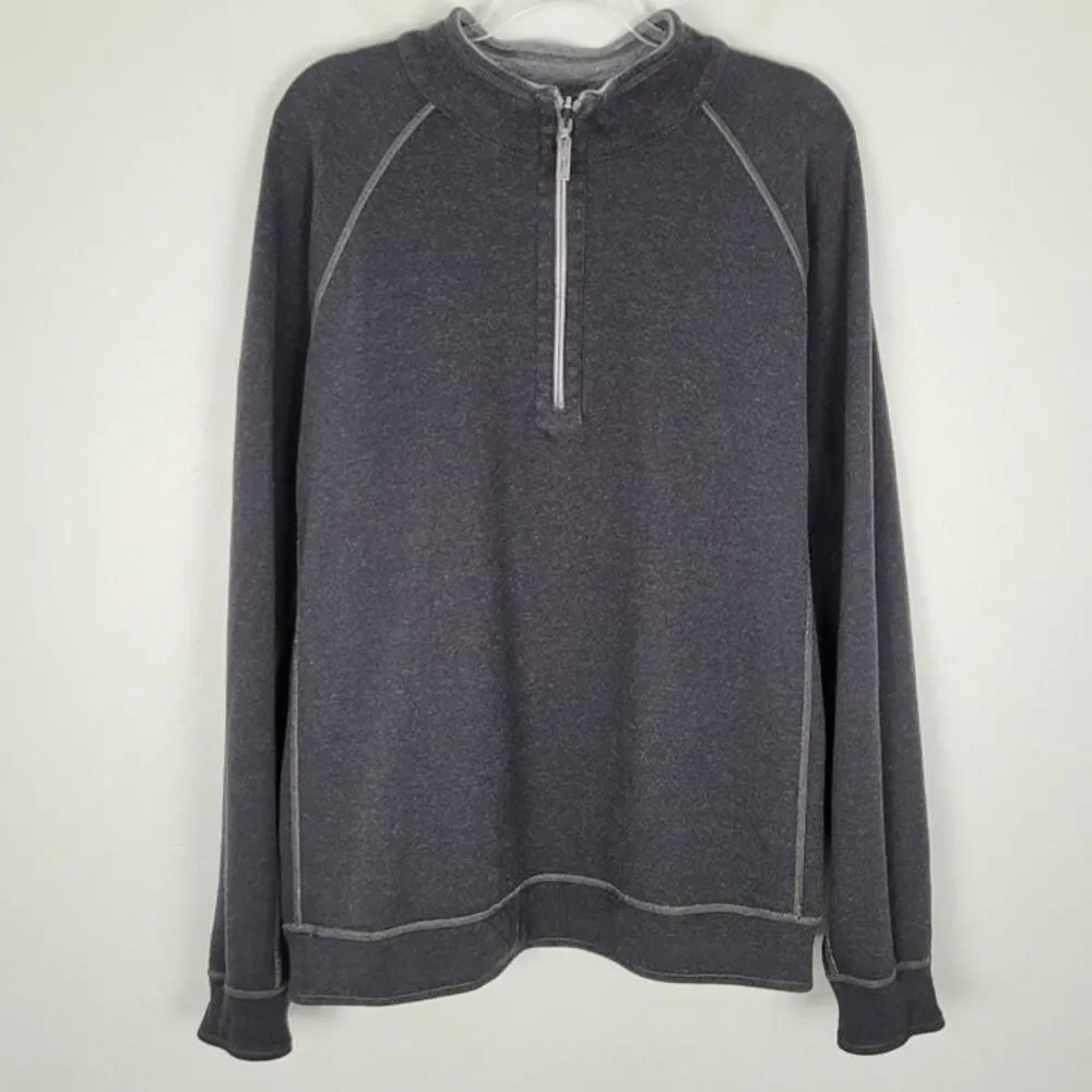 Tommy Bahama Size XXL Reversible Flipshot Half Zip Pullover Sweater Gray